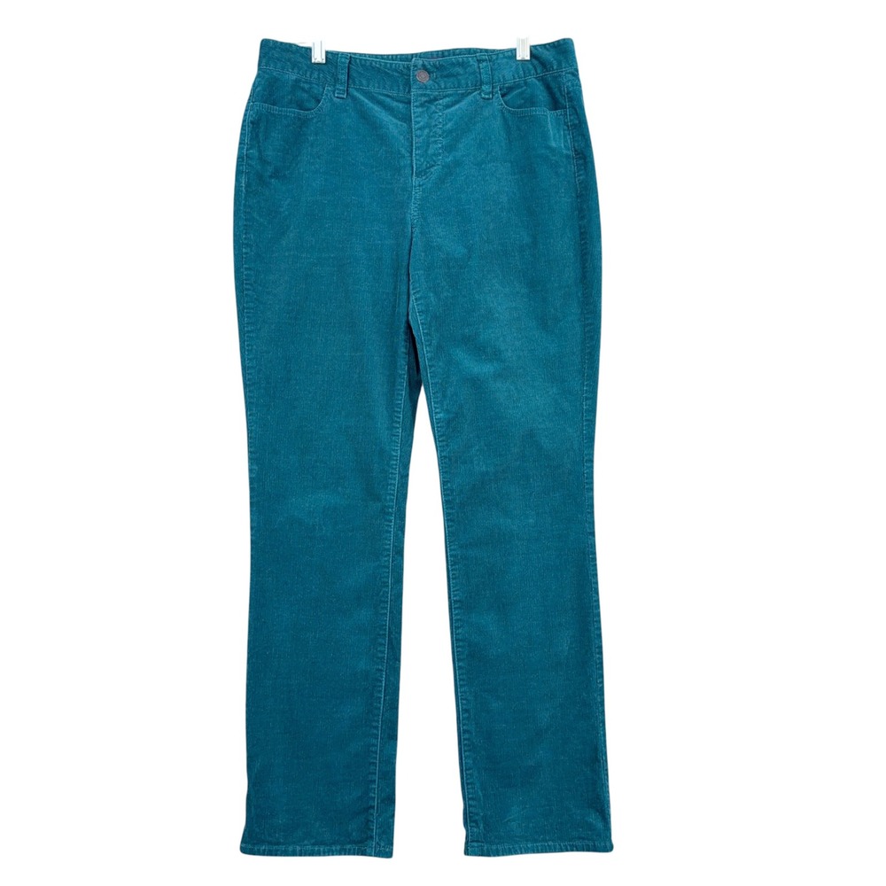 Talbots Heritage Corduroy Pants Women 10P Cotton Spandex Teal Blue